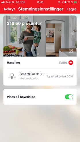 Styring av smart dimmer med en trådløs bryter